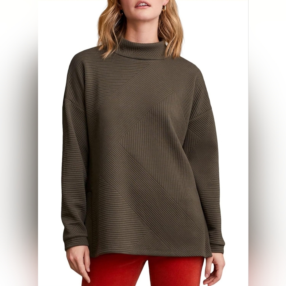 170. Tribal Mock Neck Long Sleeve Top